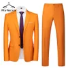 Herenpakken Blazers Rsfocus Collectie Oranje Mannen Pak Set Formeel Bruiloft Voor Slim Fit Bruidegom Tuxedo Jas Met Broek 2-delig 258w