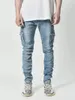 Jeans da uomo skinny di fascia alta con gamba multitasche elastica sottile in Europa e America