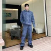 Men's Tracksuits NOYMEI Denim Two Pieces Set Fashion Korean Style Lapel Casual Jacket Straight Wide Leg Pants All match Autumn Suits WA2783 230906