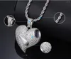 Pendant Necklaces Iced Out Chain 18K Gold Plated Fully Zirconia Simulated Diamond Heart-shaped Hip Hop Pendent Necklace For Men Women