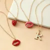 Collane con ciondolo Moda creativa geometrica labbro rosso carino lettera di fragole gioielli per le donne 2023 collana di ciondoli per feste