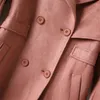 Trench da donna 2023 Cappotto in pelle scamosciata finta camoscio Donna Giacca a vento rosa Capispalla lunga Primavera Autunno Cappotto doppiopetto femminile sottile