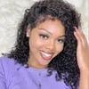 Realistic kinky edges afro curly 13x4 frontal hd lace free part long wig 100%human