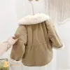 Vestes Jaket bulu anak perempuan manteau pakaian luar katun tebal domba pour bayi jaket pinggang pas panjang setengah parka musim dingin 230905