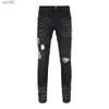 Diseñadores de lujo Jeans angustiados Francia Moda Pierre Straight Men's Biker Hole Stretch Denim Casual Jean Hombres Pantalones flacos Elasticit0DD0 1FW6V