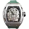 Watches Skull Richarsmilles Barrel Luxury Rm052 Mechanical Mens Hollow Calendar Auto Sports Square Cy