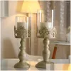 Candle Holders 3 Size Elegant Holder Cube Stand Candlestick Metal Base Craft Votice Large Glass Candles Centro De Mesa Boda Drop Del Dh3Fi