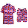 Trainingspakken voor heren Britse vlag Herensets Abstracte vlaggen Casual shirtset Hawaï Strandshorts Zomerontwerp Pak 2-delige kleding 2XL 3XL