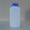 X500ml White Plastic Bottle Reagent Sample Vials Lid Blue Screw Cap On Cover