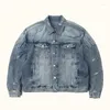 Herenjassen Gewassen Distressed Denim Jacket Armor Filling Silhouet Jeansjas Streetwear Hip Hop Fashion Cowboy Top