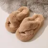 Slippers CRLAYDK Winter Women's Cross Band Fuzzy Soft House Plush Furry Warm Cozy Open Toe Home Shoes Comfy Indoor Outdoor