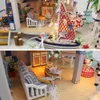 Doll House Accessories Dollhouse Miniature Diy Wood Dollhouse Kit med möbler med LED Light Legend of Blue Sea för flickor Födelsedagspresenter 230905