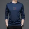 Männer T Shirts Langarm Rundhals Einfarbig T-shirt Koreanische Mode Herbst Pullover Top Bodenbildung