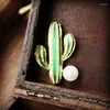Brooches Cute Cactus Rhinestone Brooch Women Pearl Breast Pin Painted Gold Color Garments Lady Coats Accessories Fashion Jewelry