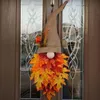 Andra evenemangsfestleveranser Autumn Wreath Gnome Hat Maple Leaf Wreath Jul Decoration Futor Door Hanging Ornament Window Restaurant Home Decor 230905