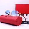 Luxury sunglasses men's brand red box leather box metal diamond glasses ocean blue slice color changing mirror