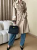 Women's Trench Coats Contrast Early Autumn British Style Drape With Loose Temperament Waistband Windbreaker Jacket Mid Length