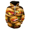 Felpe con cappuccio da uomo stampa 3D pittura a olio alimentare hamburger felpa con cappuccio uomo donna autunno casual felpa a maniche lunghe Hip Hop pullover Harajuku