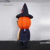 Divertente spettacolo di parata di Halloween che cammina costume da mostro di zucca gonfiabile indossabile vestito da genio di zucca gonfiabile per eventi di festa