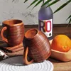 Gobelets en bois gros ventre tasses à la main Jujube manche en bois bière thé café lait tasse d'eau cuisine Bar Drinkware pour 1 PC