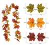 Andra evenemangsfestleveranser Artificial Autumn Maple Leaves Garland Vine Hanging Plant för Thanksgiving Halloween öppen spis dekoration julhem dekor 230905