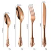 Zestawy naczyń obiadowych Royal Golden Vintage Tutlery 100 Wedding Table Flastware Stali Stal Stael Spoon łyżka Zestaw Zestaw luzem