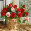 Decoratieve bloemen Hoogwaardige en luxueuze touch Hydraterende driekoppige roos Simulatie Bloem Woonkamer Eettafel Decoratie Bruiloft