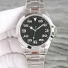 Black Dial Men's Watch 40mm M126900 Rostfritt stål 904L Fold Buckle ST9 Anti Reflective Blue Crystal Arabic Siffer Fullt AU303W