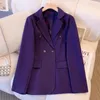 Kvinnors kostymer 2023 Fashion Loose Business Interview Purple Women Work Office Lads Long Sleeve Spring Casual Overized Blazer