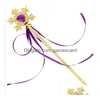 Fairy Gold Snowflake Ribbons Wand Streamers Xmas Party Cos Princess Gem Sticks Magic Wands Confetti Kids Birthday Favors Drop Delivery DHFCD