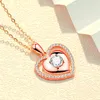 Kedjor Kvinnors 925 Sterling Silver Rose Gold Plated Heart Pendant Light Luxury Minority Design Color ClaVicle Chain J