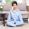 Frauen Nachtwäsche Clip Baumwollpyjamas für Frauen dicker warmer Anzug Blumener Homewear Langarm -Strickjacke elegante weibliche Pijama