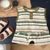 Kledingsets Kinder gestreepte pak Summer Western Style Boys and Girls Korean Vest Shorts Dunne tweedelige trendy