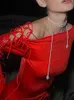 Seksowna sukienka bez pleców Kobiety puste bandaż szczupłe sukienki midi 2023 Wiosna lato dama dama dama dama