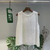 Blusas femininas 2023 verão moda feminina rendas bordado t-shirt chique lantejoulas elegante branco o-pescoço sem mangas camisetas pista feminina casual tops