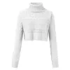 Women's Sweaters Women Turtleneck Short Knit Woolen Sweater Winter Warm Korean Fashion Female Pullover Stretch Navel Tops Long Sleeve