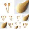 Cuillères écologiques 20 pièces Lot 5 pouces cuillère en bois écologique japon vaisselle soupe cuillère café miel thé tête ronde Spwooden Spoonoo Dhxcn