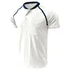 T-shirt da uomo 2023 Arrivi Camicia da uomo Casual Manica corta Collo Tee Uomo Moda Tasca Bottoni Basic Estate Uomo Abbigliamento