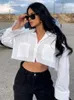 Blouses pour femmes Tossy revers poche chemises décontractées pour femmes à manches longues lâche patchwork haut court Y2k tenue solide haute rue cardigan chemisier