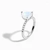 Bröllopsringar IG S925 Sterling Silver Love Set Diamond Moonstone Ring Niche Design Lätt lyxiga fina smycken