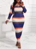 Women's Plus Size Tracksuits Striped Ombre Bandeau Dress Crop Coat Set 230905