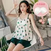 Kvinnors sömnkläder Kvinnor Pyjama Ställer in ärmlös V-Neck Summer 2 Piece Girls Cute Style 2023 Home Clothes fastland Kina