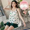 Vêtements de nuit pour femmes Femmes Pyjama Ensembles sans manches Col en V Été 2 pièces Filles Style mignon 2023 Vêtements pour la maison Chine continentale