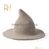 Geniş Memlu Şapka Kova ADT Kış Kış Cadı Yün Akrilik Şapka Balıkçı Saçlı Üst Sıcak Örme İplik Katlanabilir Cadılar Bayram