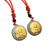 Pendant Necklaces Gold Inlaid Jade Guanyin Female Necklace Maitreya Buddha Accessories