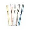 Fourchettes de haute qualité en acier inoxydable Cocktail Fruit Cake Fork Dessert Apéritifs Picks Fournitures de cuisine Bar Outils 5 couleurs Drop Delive DHPQQ