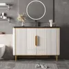 Rubinetti per lavabo da bagno Armadietto Lavaggio a mano Lavabo moderno Portaoggetti in legno massello Piano integrato Piccolo appartamento