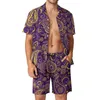 Survêtements pour hommes Vert Paisley Design Hommes Ensembles Vintage Print Casual Shorts Chemise de vacances Ensemble Hawaiian Costume personnalisé à manches courtes surdimensionné