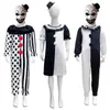 Speciale gelegenheden Kinderen Cosplay Clown Joker-kostuum met masker Hoed Terriifier Jumpsuit Halloween Horror Body Art De pakset Jongens Meisjes 230906
