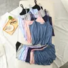Kvinnors sömnkläder väst kostym Tvådelad sommar Sexig ärmlös pyjamas Set Modal Shorts Solid Cool Korean Home Clothes Lingerie